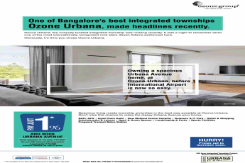 Pay just 1% and book your home at Ozone Urbana Avenue in Bangalore